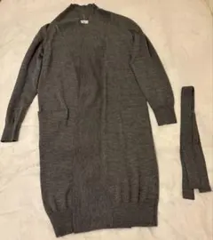 グレー ロングカーディガン ニット　Tiara