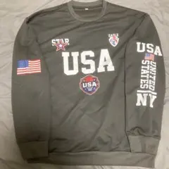 USAプリント 長袖トレーナー グレー