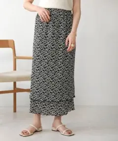 Bab フラワープリントレイヤードプリーツスカート