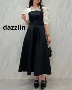 dazzlin ショルダーリボンジャガーワンピース　ブラックSサイズ