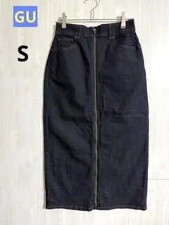 美品 GU デニムジップナロースカート S