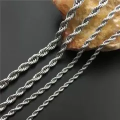 フレンチロープチェーンネックレス ねじれチェーン サージカルステンレス シルバー