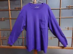 ユニクロ・クルーネック長袖シャツ　　Lサイズ　紫（パープル）　綿100%