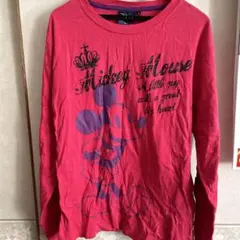 Ｔシャツ　長袖　ミッキーマウス　ディズニー　メンズ　レディース　 L ピンク