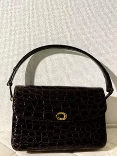 ダークブラウン クロコダイル風 ショルダーバッグ