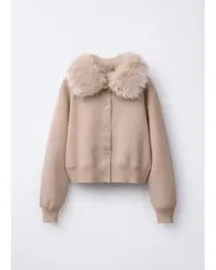 ZARA フェイクファー襟取り外し可能ニットジャケット