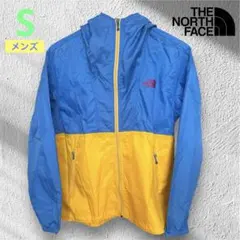 【希少カラー】ノースフェイス ウインドブレーカー 刺繍ロゴ バイカラー S