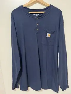Carhartt ヘンリーネック　ネイビー L ルーズフィット長袖カットソー