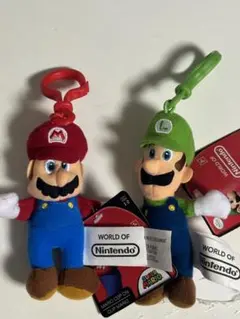 マリオとルイージのクリップぬいぐるみキーホルダー2個セット【海外製品、未使用】