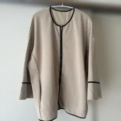 コーディガン　ノーカラー　パイピングコート