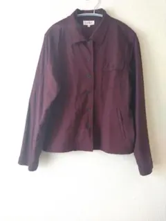ボタン付きシャツジャケット　バーガンディ　М