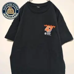 Tシャツ　半袖　プリント　スポーツ系　黒　USA古着