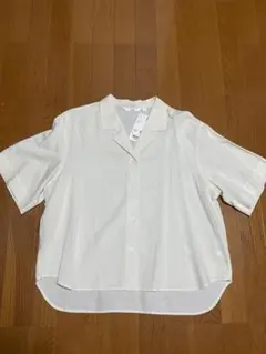 新品　ユニクロ　リネンブレンドオープンカラーシャツ（半袖）Lサイズ　オフホワイト