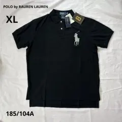 【新品タグ付】ポロラルフローレン ビッグポニー ポロシャツ 黒 シルバー 8番