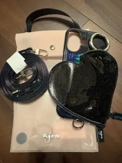 【新品未使用iPhone16】ajew ハート型 iPhoneケースストラップ付
