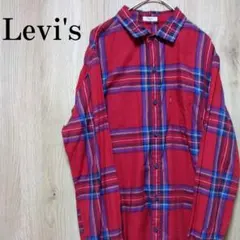 リーバイス Levi's 古着 長袖シャツ チェック柄 赤 レッド
