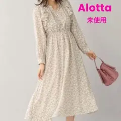 Alotta フリルデザインプリントワンピースタグ付き