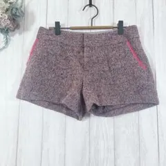 ☆レディース ショートパンツ (M) ヘリンボーン柄 ピンク系