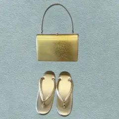 特選 和装草履バッグセット 礼装用 金彩 扇面に飛鶴 留袖 訪問着 結婚式