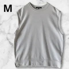 スウェットベスト アイボリー M 無地 レイヤード 重ね着