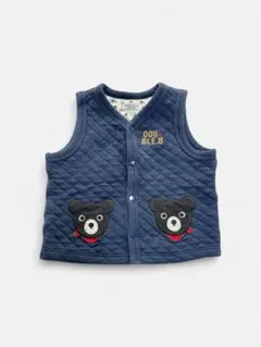 MIKIHOUSE クマ刺繍 ネイビー キルティングベスト 100cm