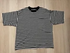 無印良品ボーダー柄 半袖Tシャツ ブラック×ホワイト L-XLのサムネイル