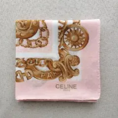 CELINE セリーヌ　ハンカチ　マカダム　チェーン柄　ピンク系