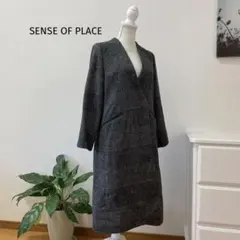 ♡ センスオブプレイス　♡ チェック柄コート　ノーカラー　アーバンリサーチ