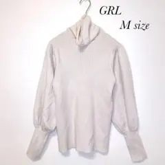 グレイル ハイネック ニット タートルネック セーターリブ編み ベージュ M