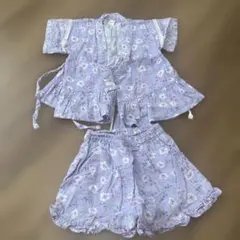 après les cours 花柄甚平 90サイズ 薄紫