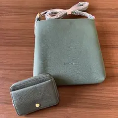 未使用　BARCOS ショルダーバッグ　財布 セット 牛革 グリーン