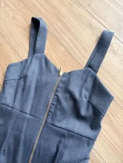 フロントジップ キャミワンピース グレー