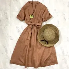 美品アーバンリサーチリネンブラウンロングワンピース 半袖まとめ買い