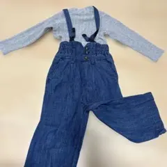 petitmain デニムサロペットとニットトップスセット 100cm