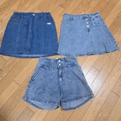 ラブトキシック　ピンクラテ　デニムスカート キュロット 3点セット 150cm