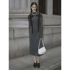 eimy istoire 【美品】ショルダーリボンワンピース グレー