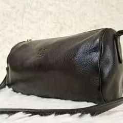 【美品】イルビゾンテ ショルダーバッグ ドラム レザー シボ ブラック