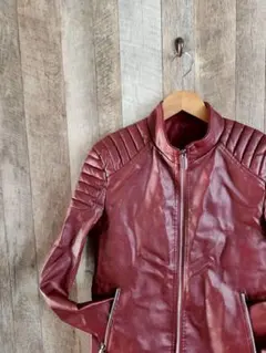 レザージャケット ライダース ワインレッド S