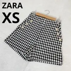 ZARA ザラ ボタン付きポケット ショートパンツ 千鳥格子柄 ブラック XS