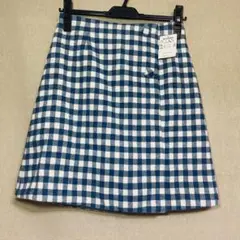 新品　マジェスティックレゴン　ギンガムチェックラップ風スカート　ブルー　Mサイズのサムネイル