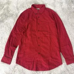 UNIQLO ユニクロ　長袖シャツ レッド系 総柄　M メンズ
