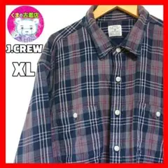usa古着 J.CREW ネルシャツ チェック ダークブラウン XL グランジ