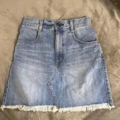 GU デニムミニスカート ライトブルー フリンジM