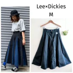 美品✨Lee×Dickies デニム パネル フレア スカート ネイビー Mのサムネイル