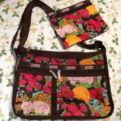 【チコ様専用】★レスポートサック★デラックスエブリデイバッグ★ネコ☆花柄☆茶色★