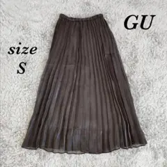 ジーユー (S) プリーツ ロングスカート メタリック ウエスト総ゴム 裏地付