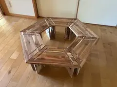 コンパクト ヘキサゴンテーブル ヘキサテーブル 囲炉裏テーブル 組み立て式