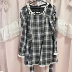 pium コットンレースドーリーカフェワンピ グレーチェック - メルカリ