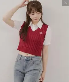 オリーブデオリーブ ドッキングケーブルニット フリーサイズ 赤