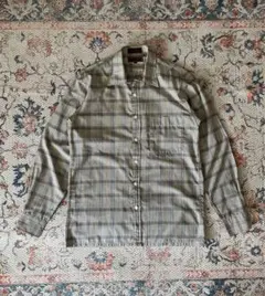 yves saint laurent 90s チェックシャツ グレーブルー系M